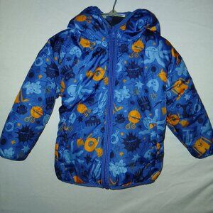 Tucker Tate Blue Reversible Outer Space Galaxy Alien Print Hooded Puffer Jacket